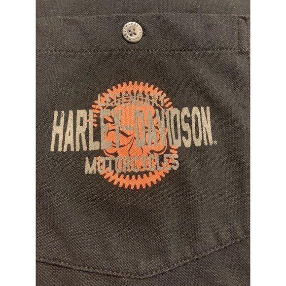 Harley Davidson Polo Shirt Short Sleeve Black Motorcycle Mens XL - Picture 3 of 7